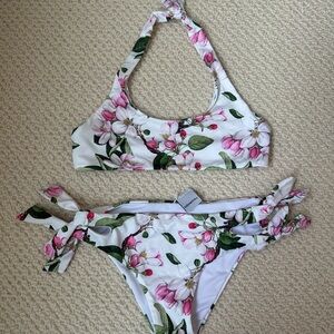 Floral Kids Bikini Set - Pink and White